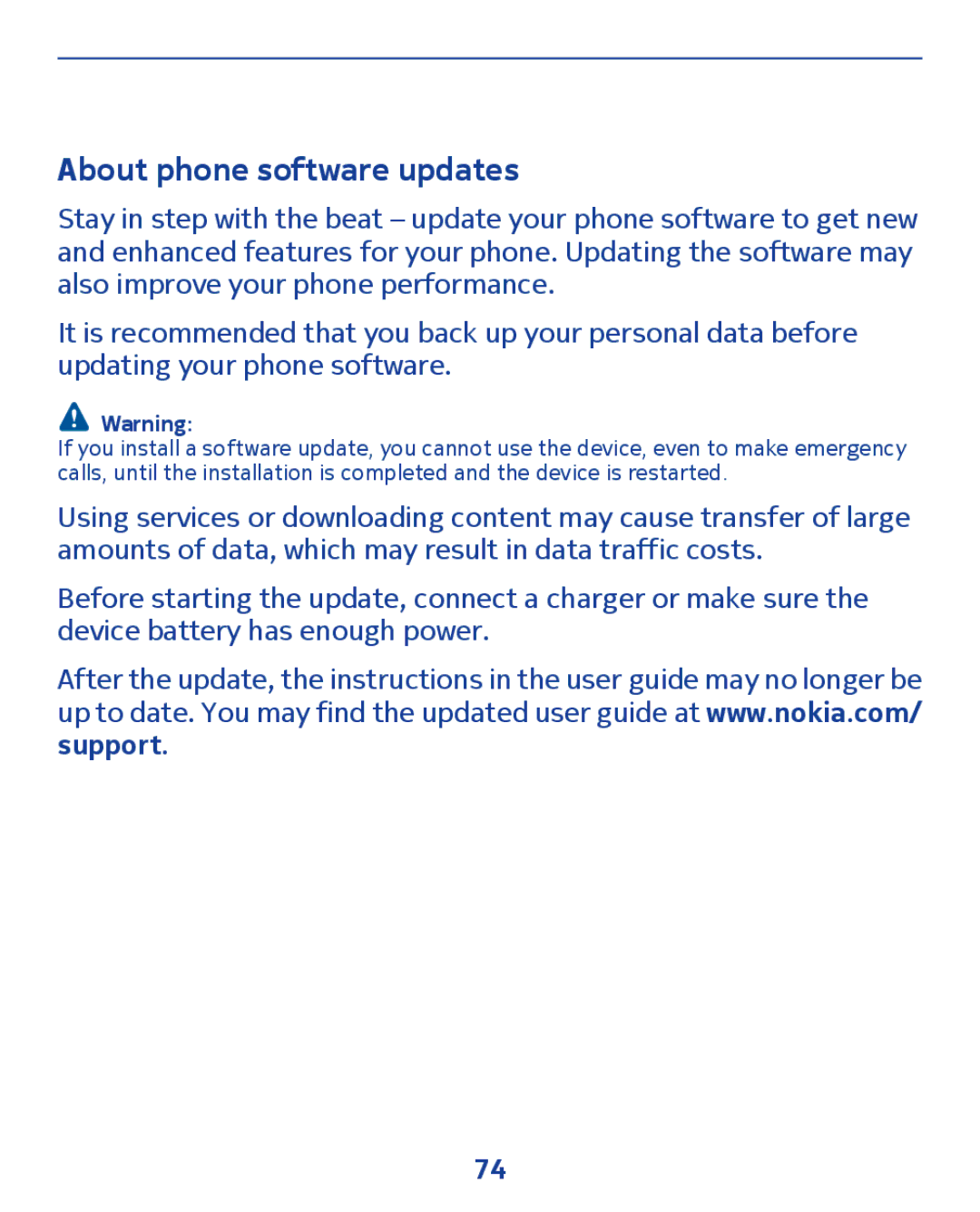 Nokia 300 manual About phone software updates 