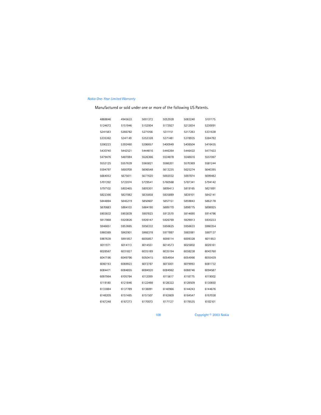 Nokia 3100b warranty Copyright 2003 Nokia 