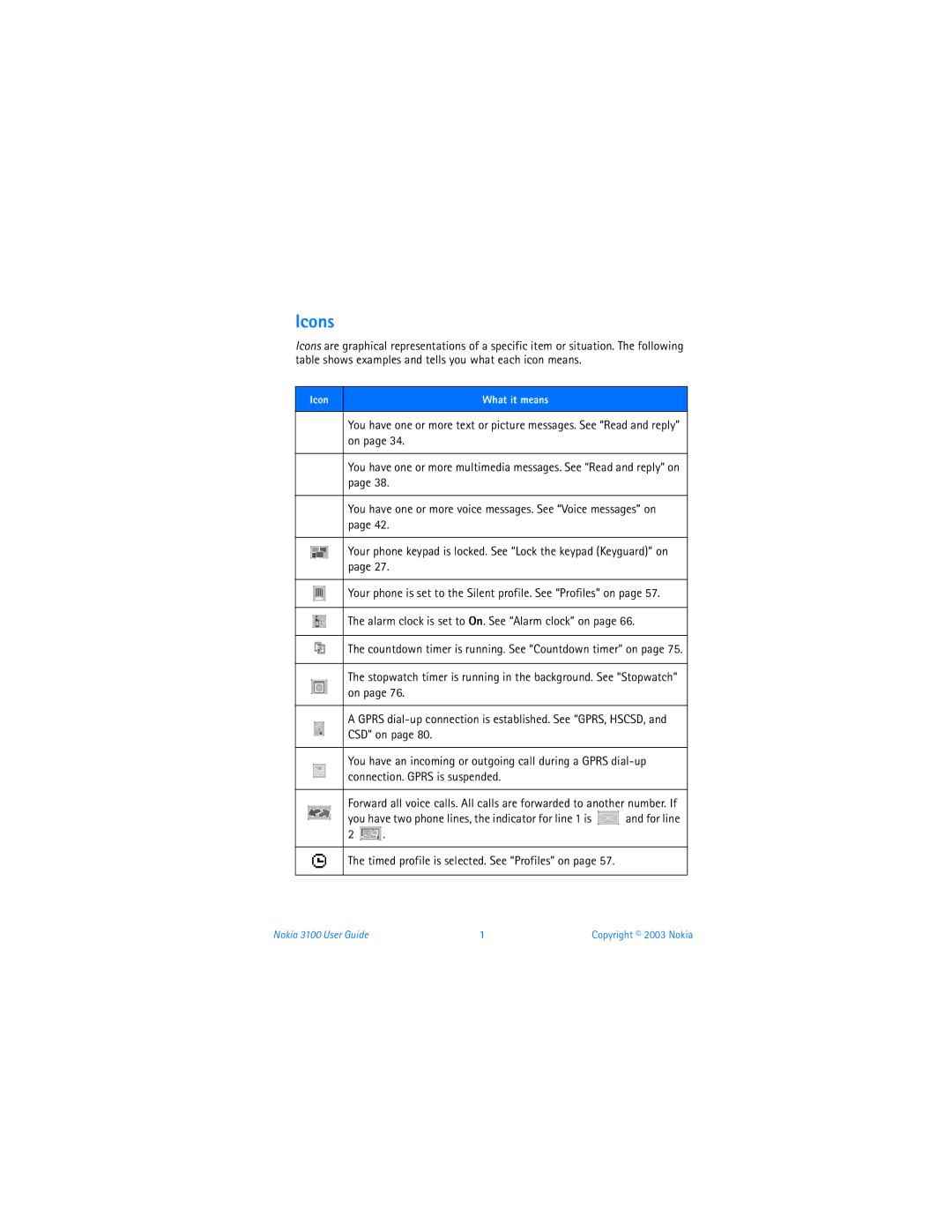 Nokia 3100b warranty Icons 