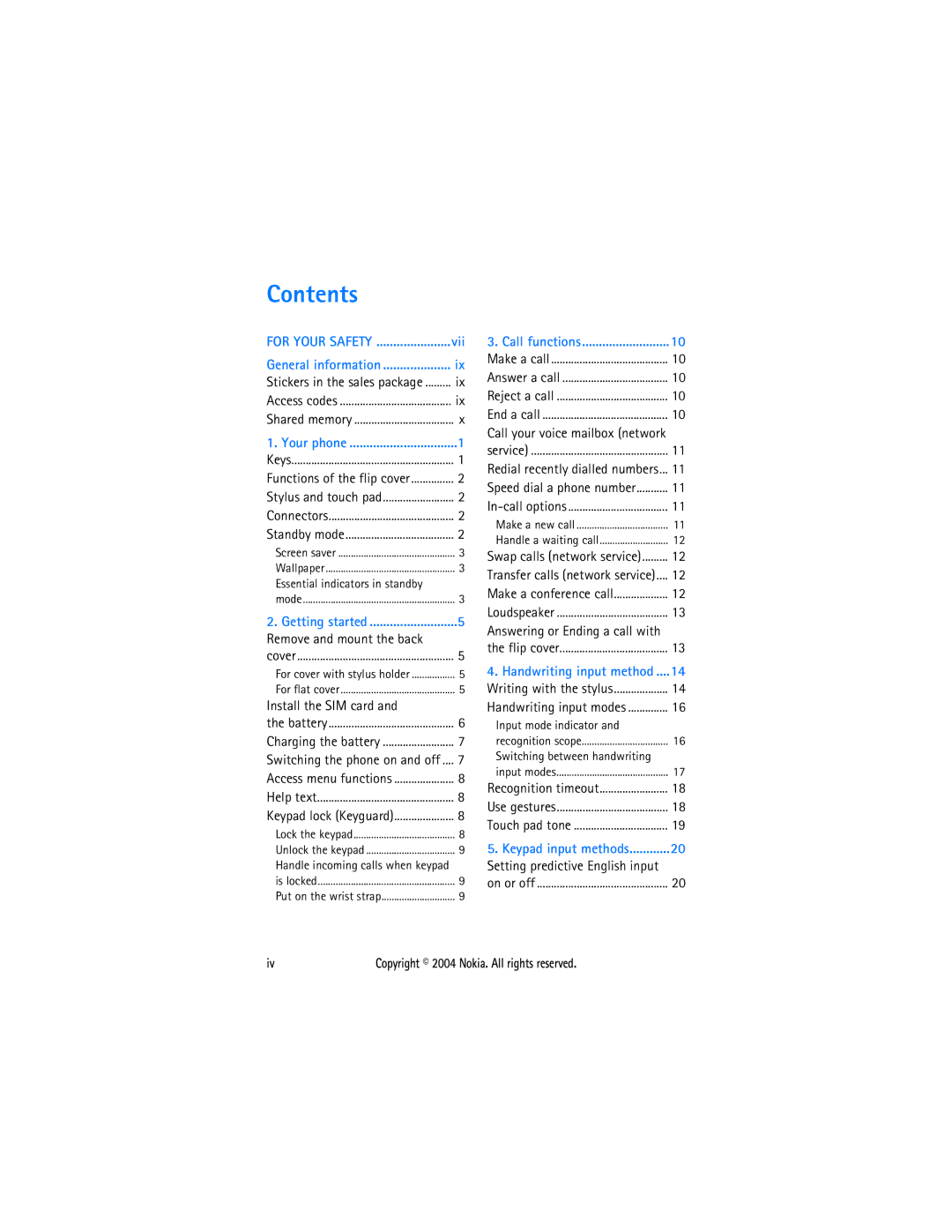 Nokia 3108 manual Contents 