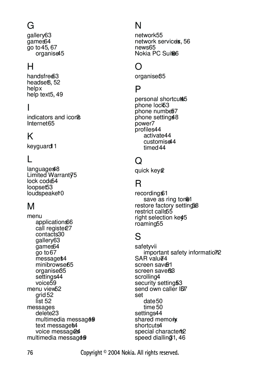 Nokia 3125 manual Date 50 time 50 settings 