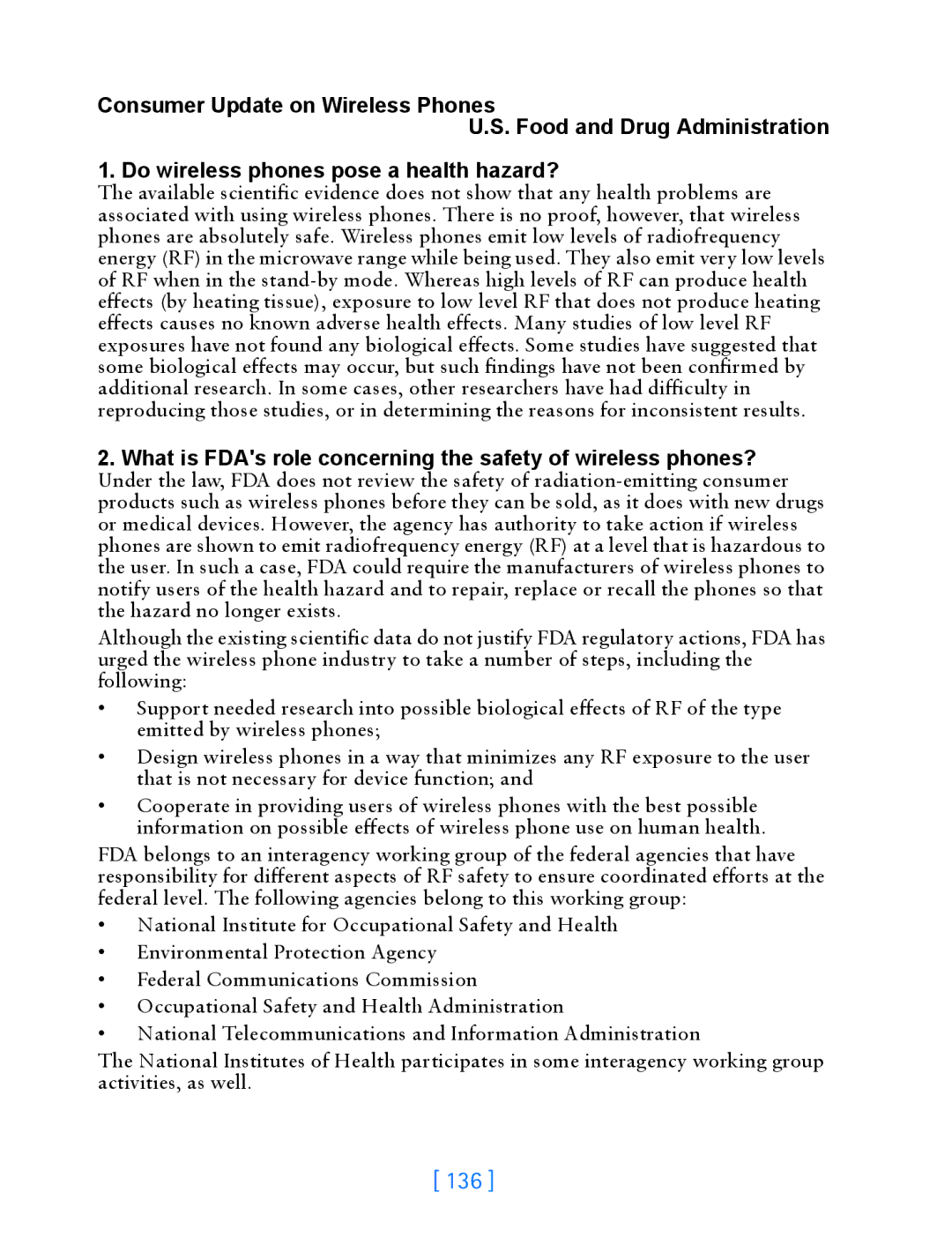 Nokia 3200 manual What is FDAs role concerning the safety of wireless phones? 