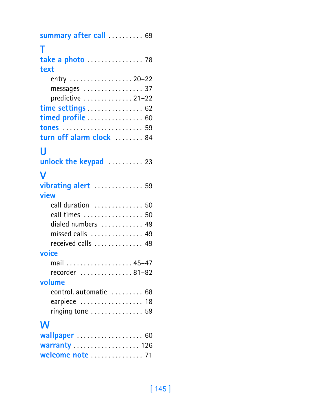 Nokia 3200 manual Summary after call, Unlock the keypad Vibrating alert view 