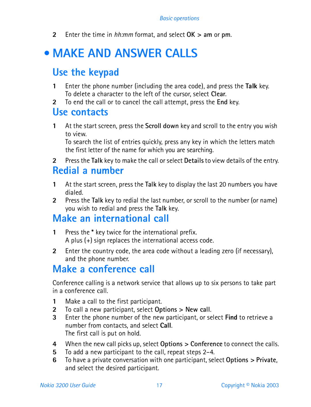 Nokia 3200 manual Make and Answer Calls 