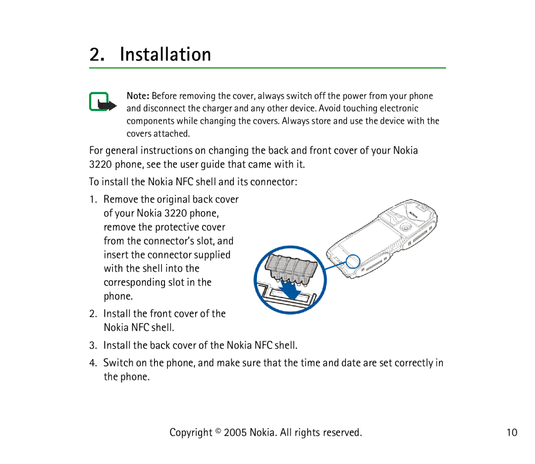 Nokia 3220 manual Installation 