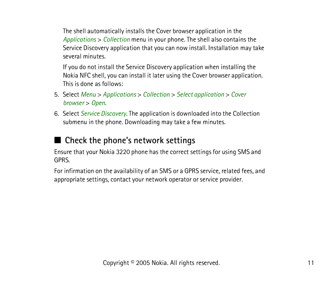 Nokia 3220 manual Check the phone’s network settings 