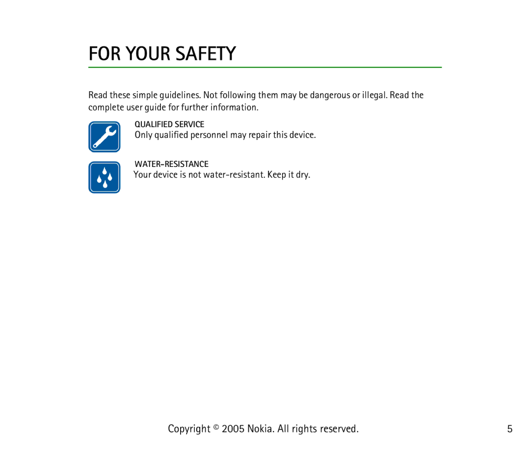 Nokia 3220 manual For Your Safety 