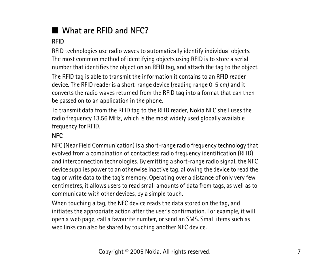 Nokia 3220 manual What are Rfid and NFC? 