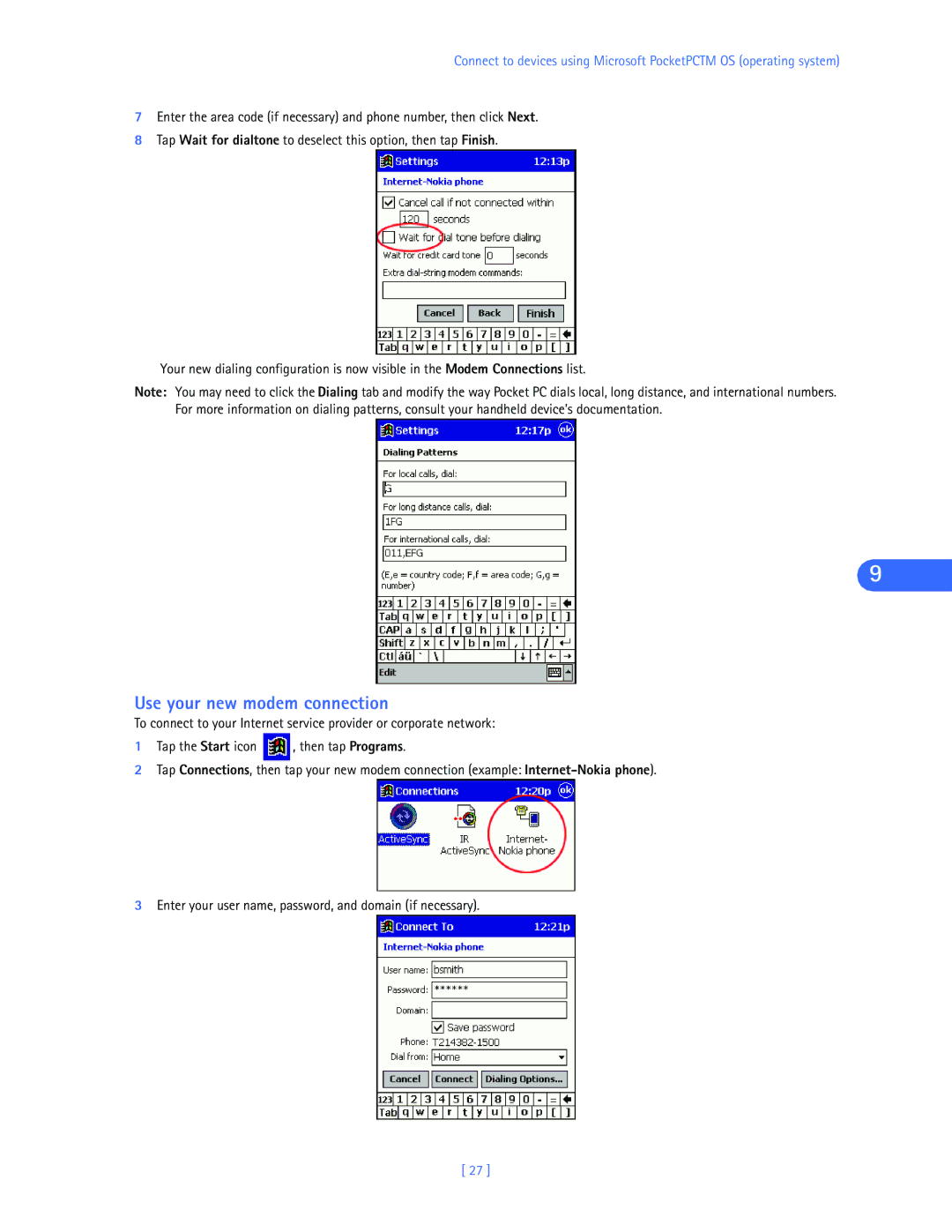 Nokia 3320, 3360 manual Use your new modem connection 