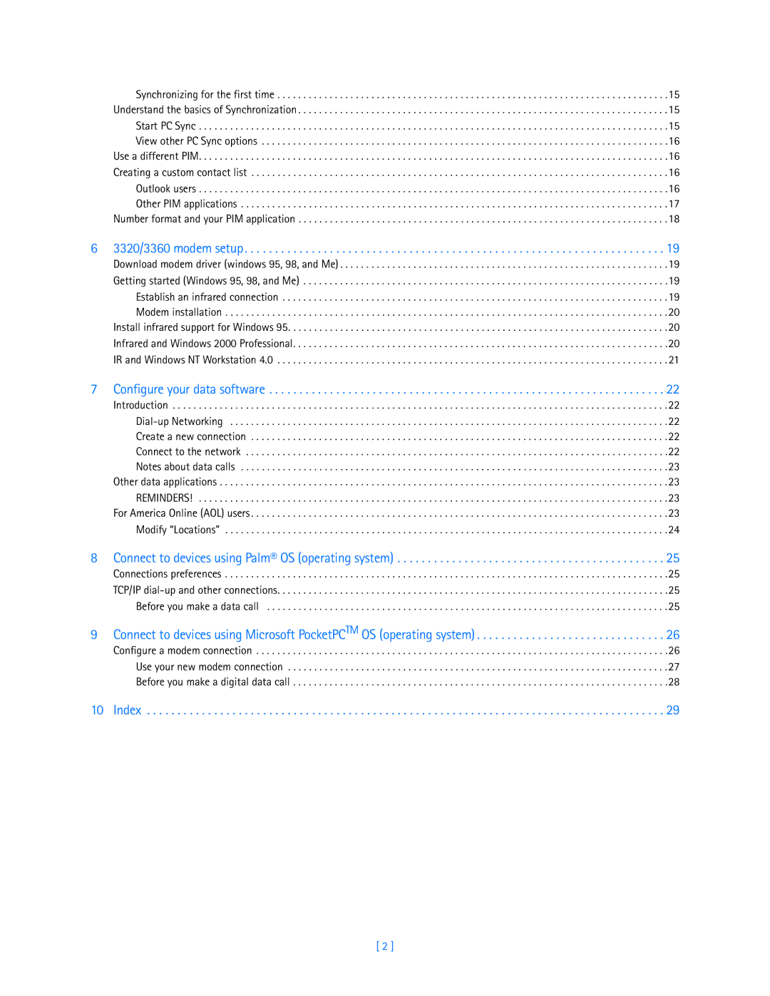 Nokia 3320, 3360 manual Connect to devices using Palm OS operating system 