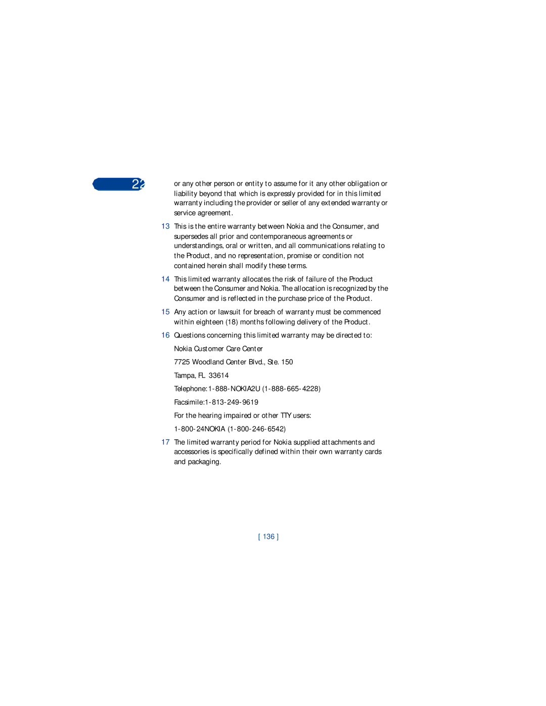 Nokia 3360 manual Service agreement, 136 