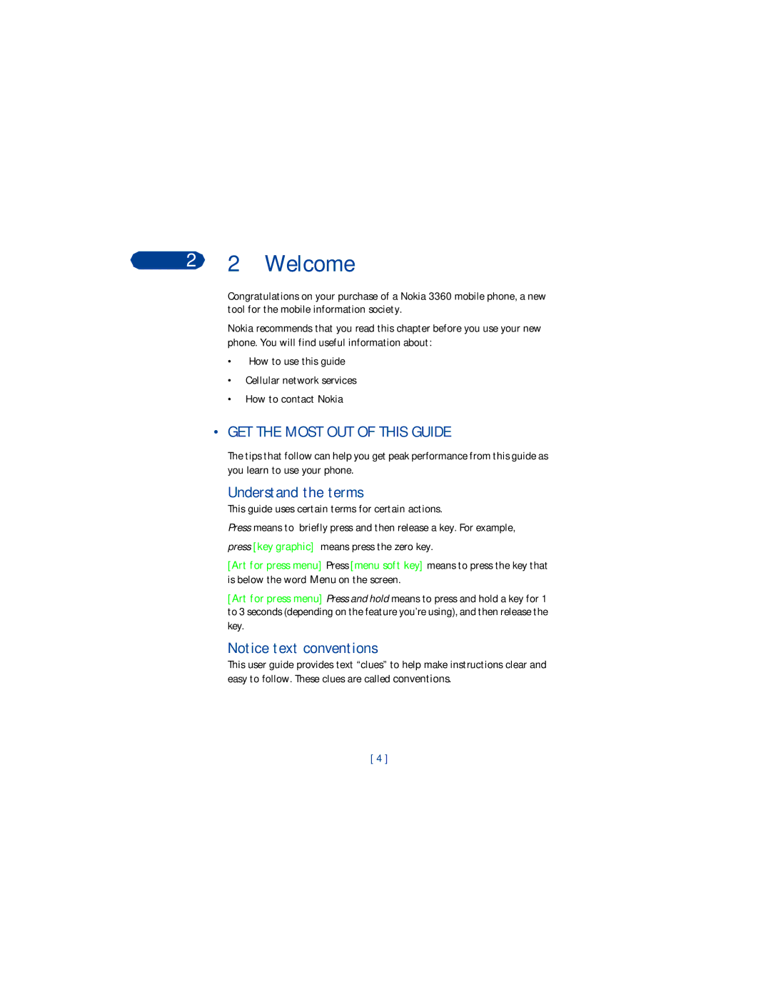 Nokia 3360 manual Welcome, GET the Most OUT of this Guide, Understand the terms 
