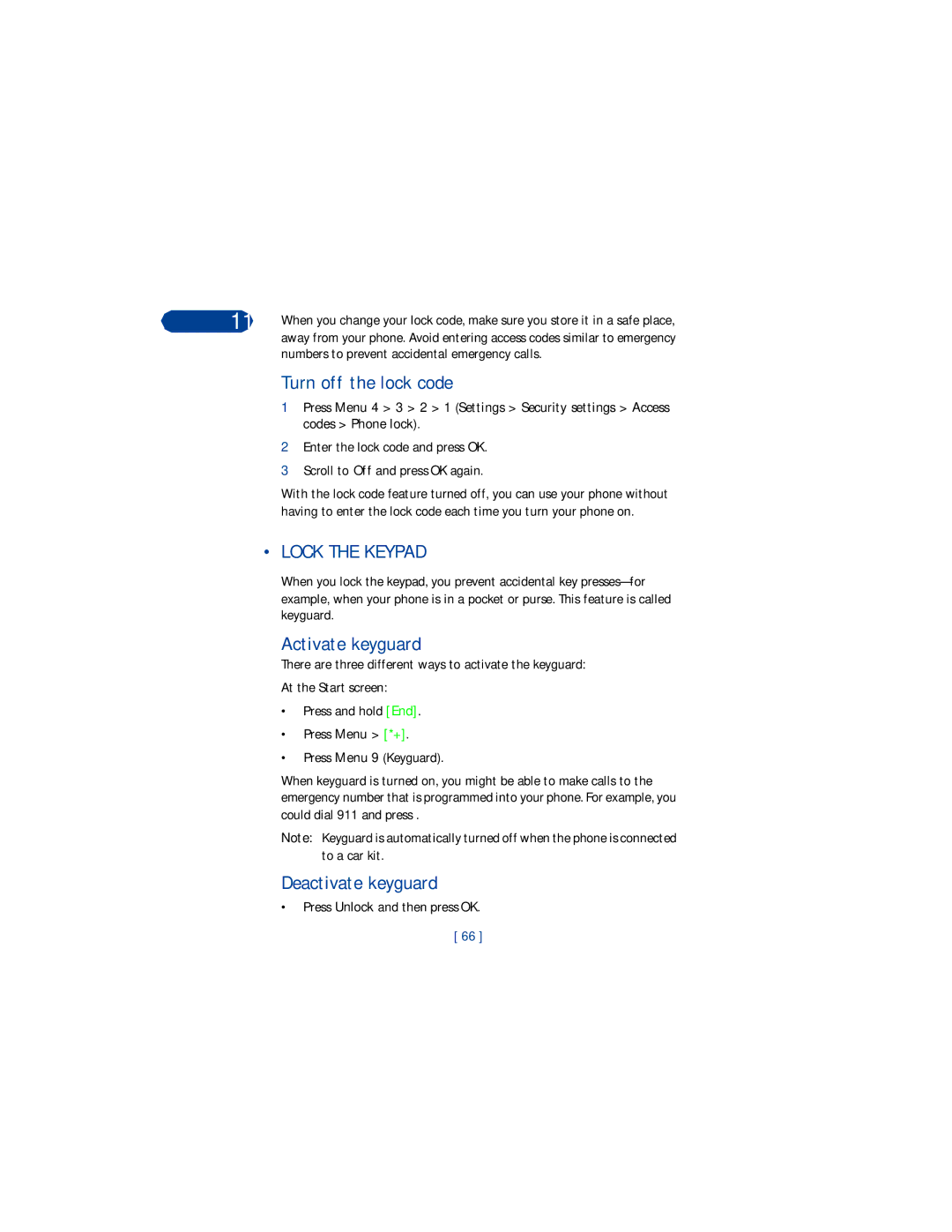 Nokia 3360 manual Turn off the lock code, Lock the Keypad, Activate keyguard, Deactivate keyguard 