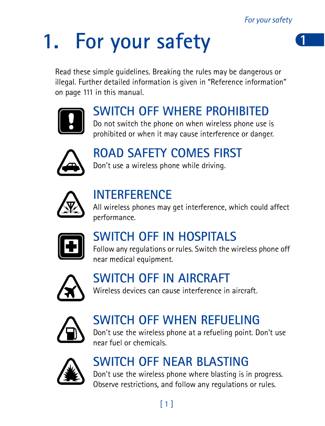 Nokia 3390 manual Dont use a wireless phone while driving, Wireless devices can cause interference in aircraft 