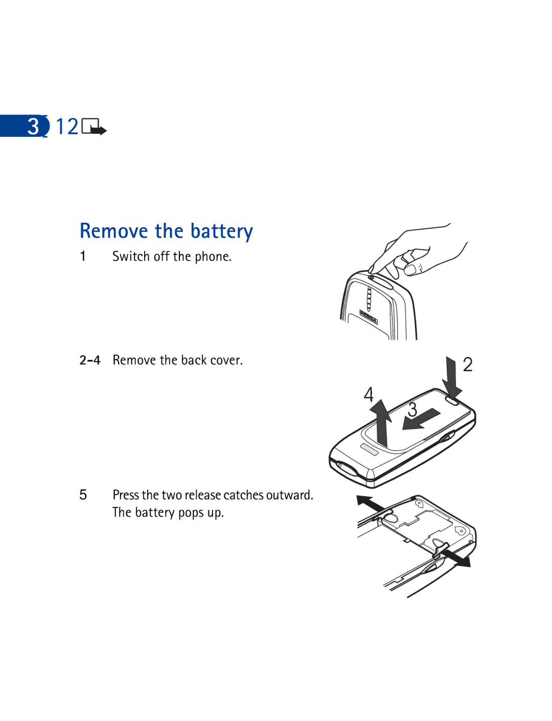 Nokia 3390 manual Remove the battery, Information on batteries 