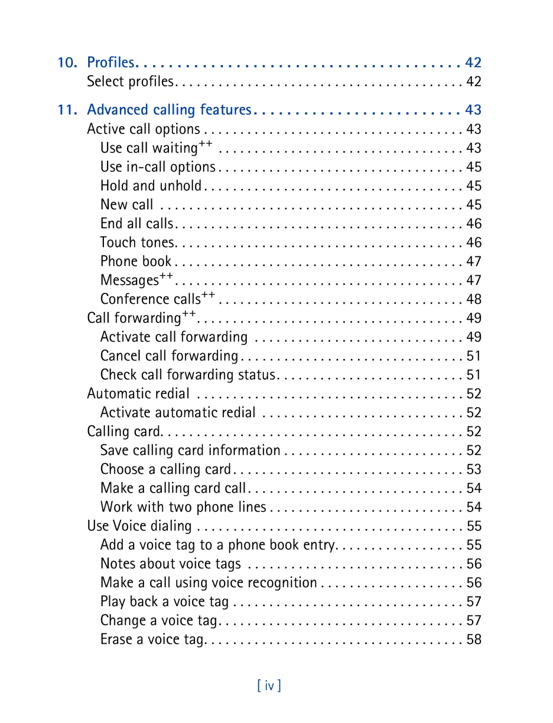 Nokia 3390 manual Advanced calling features, Select profiles 