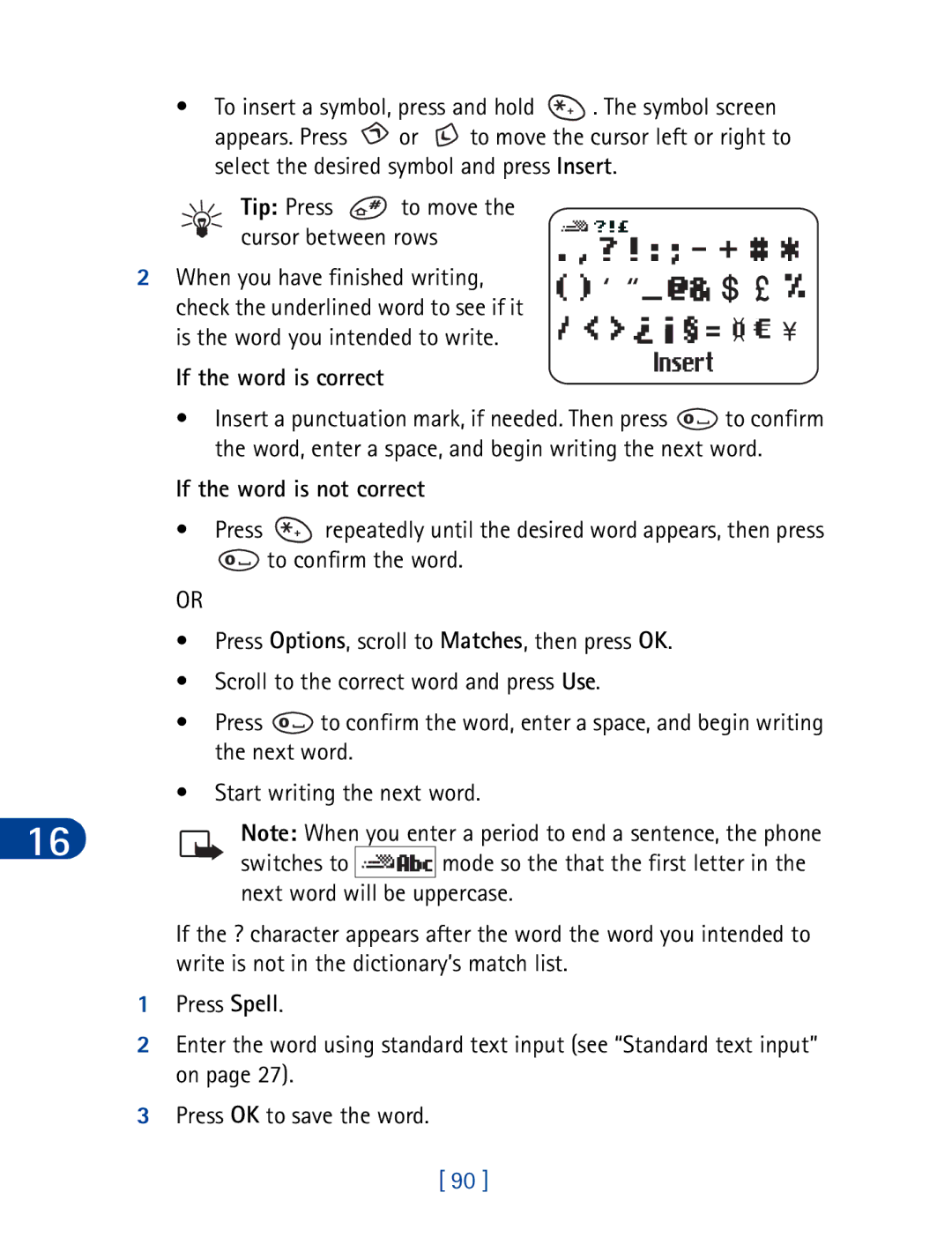 Nokia 3395 manual If the word is correct, If the word is not correct, Switches to 