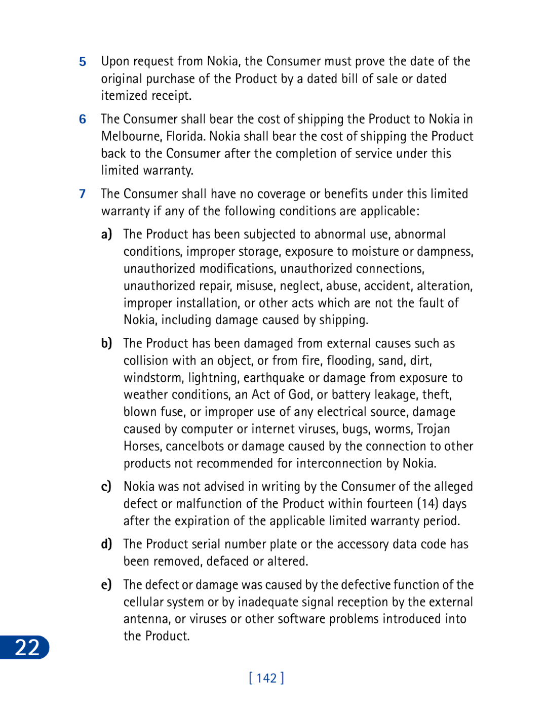 Nokia 3395 manual Product has been damaged from external causes such as, 142 