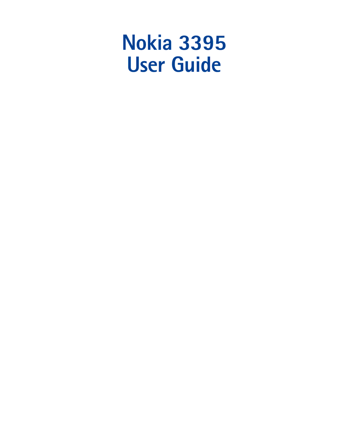 Nokia manual Nokia 3395 User Guide 