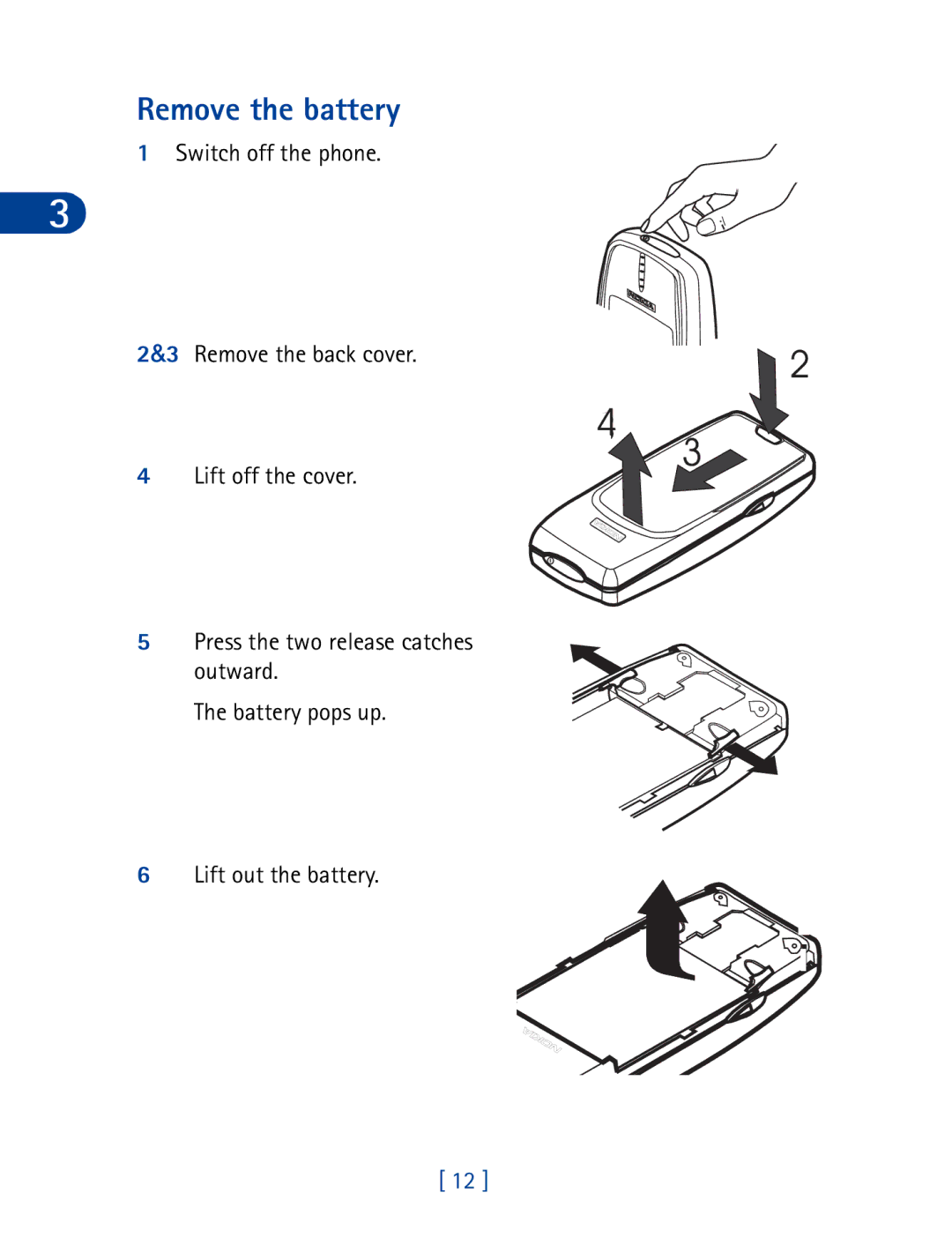 Nokia 3395 manual Remove the battery 