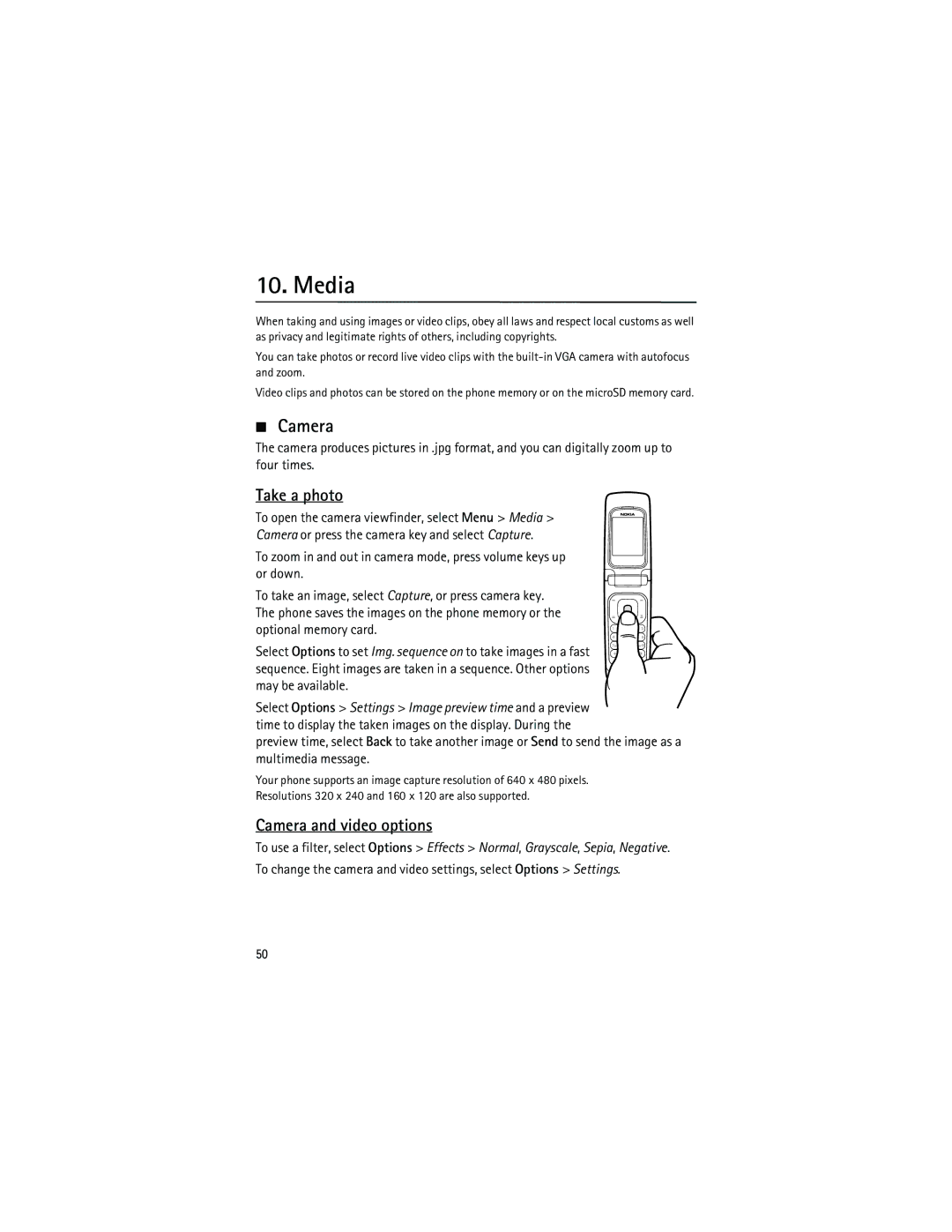 Nokia 3555 manual Media, Take a photo, Camera and video options 