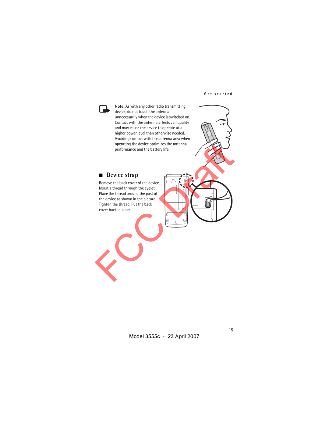 Nokia 3555c manual Device strap 