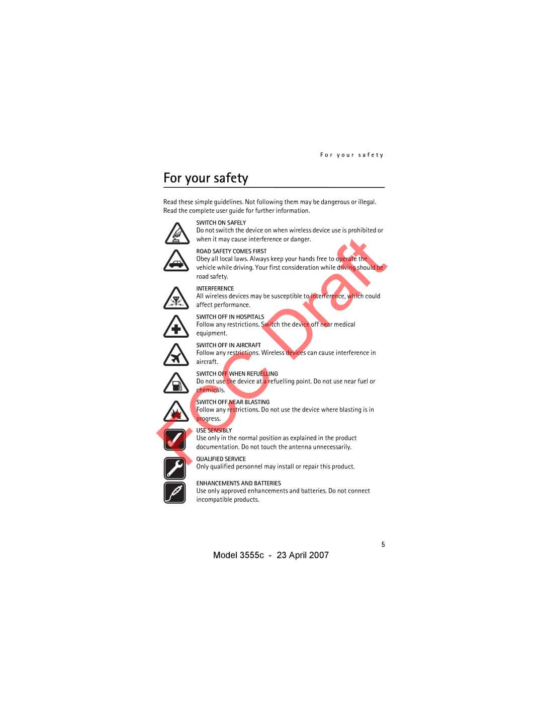 Nokia 3555c manual For your safety, Only qualified personnel may install or repair this product 