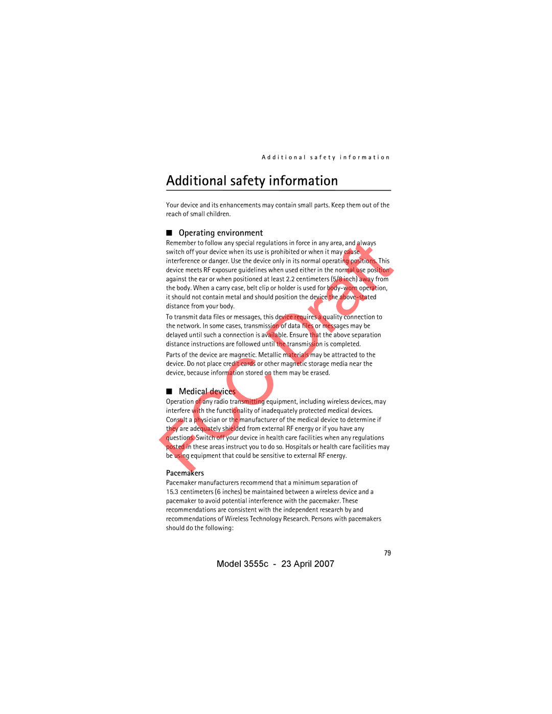 Nokia 3555c manual Additional safety information, Pacemaker manufacturers recommend that a minimum separation 