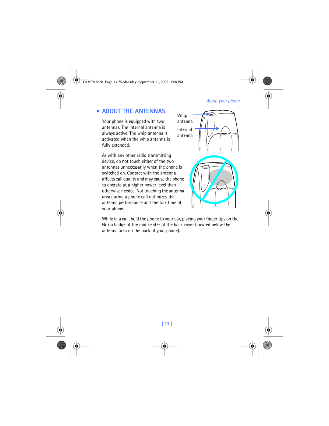 Nokia 3570 manual About the Antennas, About your phone 