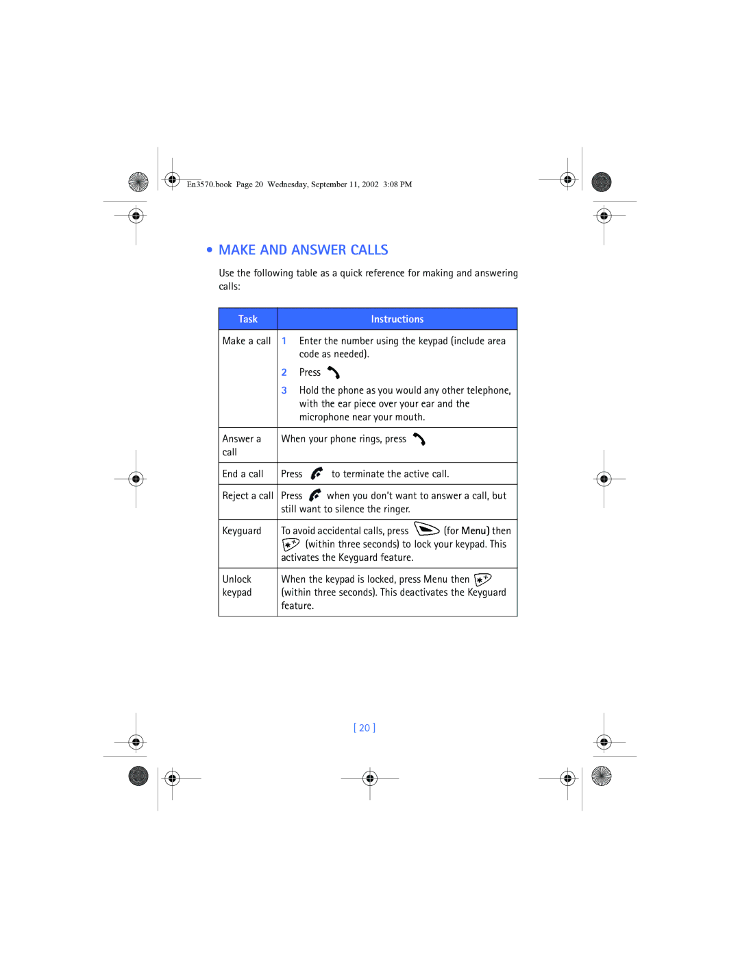 Nokia 3570 manual Make and Answer Calls, Task Instructions 