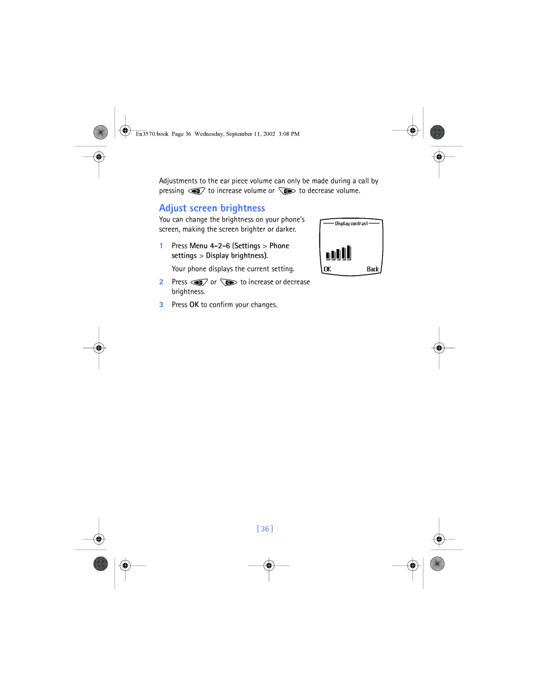 Nokia 3570 manual Adjust screen brightness 