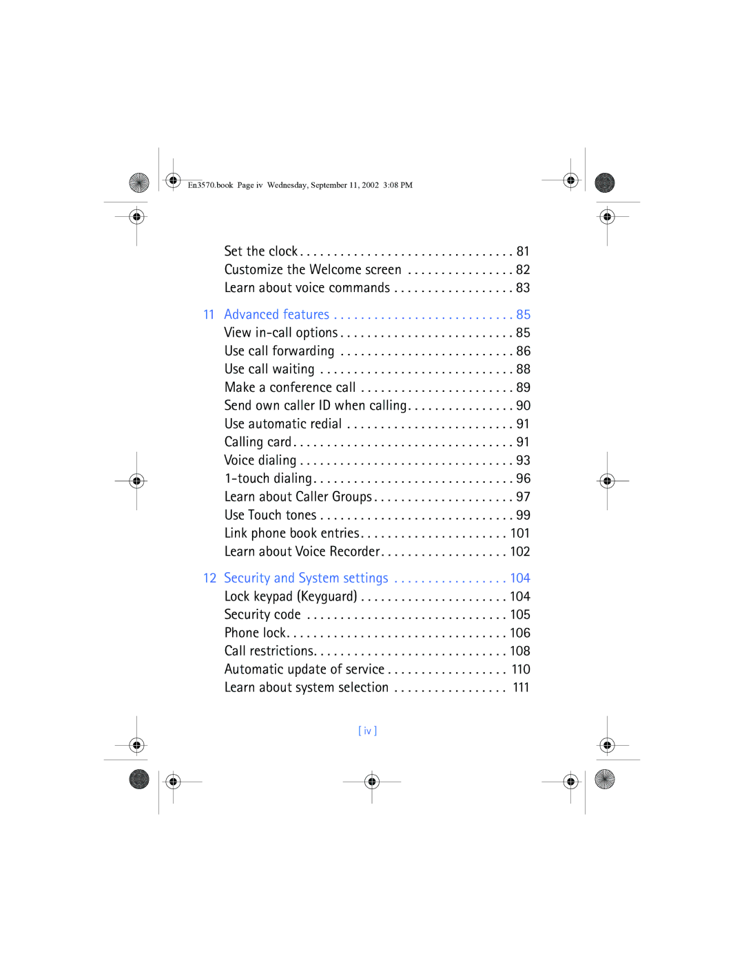 Nokia manual En3570.book Page iv Wednesday, September 11, 2002 308 PM 