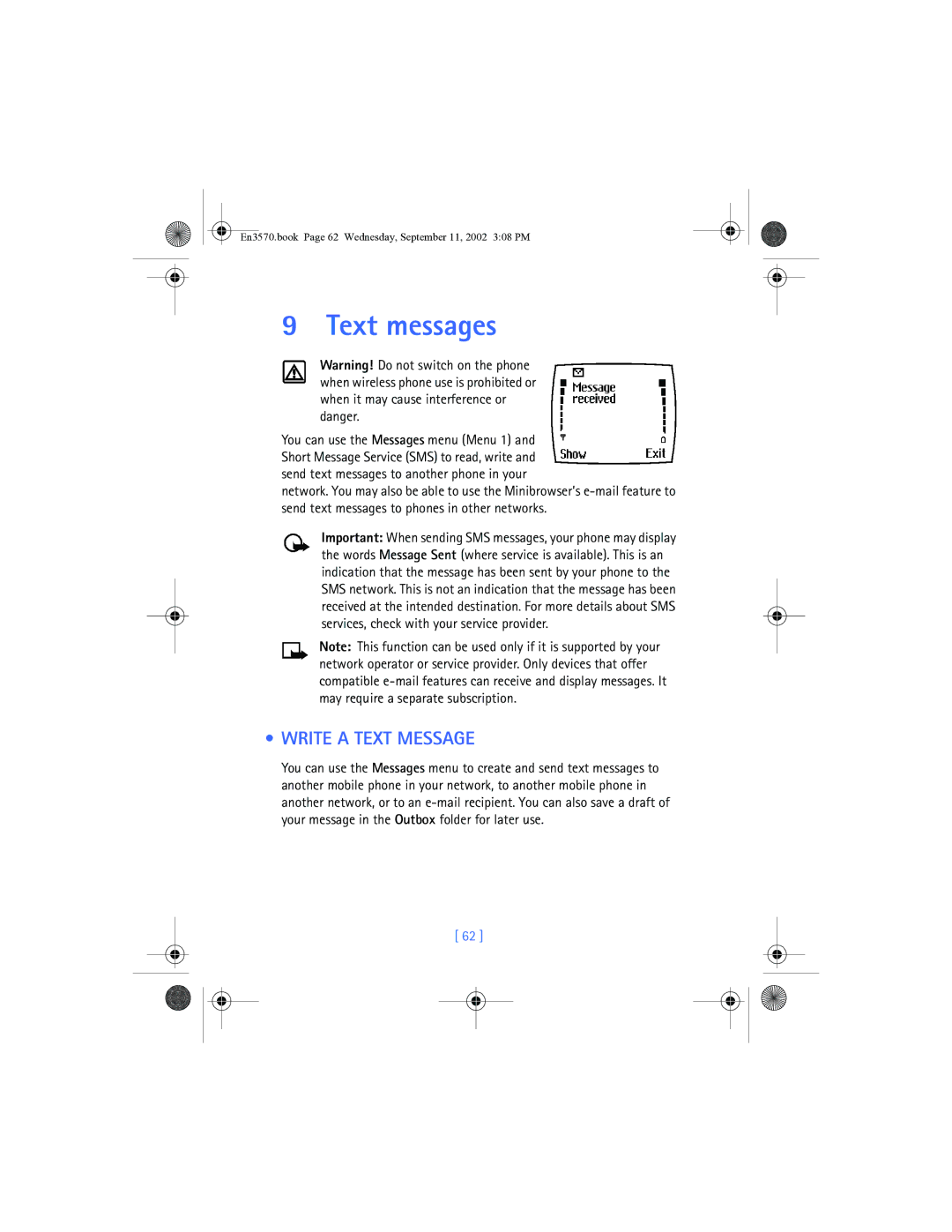 Nokia 3570 manual Text messages, Write a Text Message 