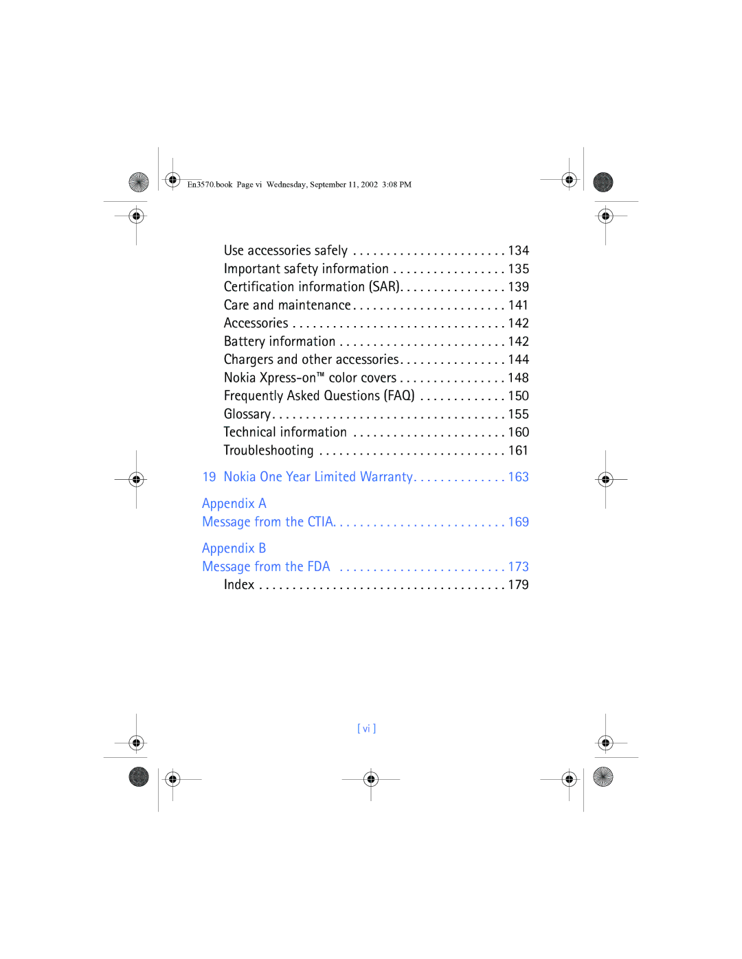 Nokia 3570 manual Message from the FDA Index 