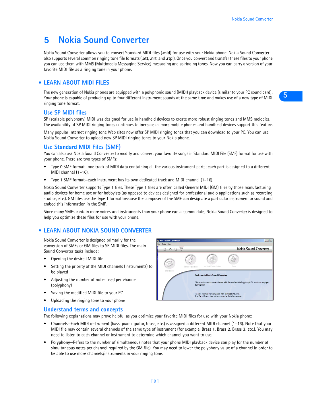 Nokia 3585i manual Learn about Midi Files, Learn about Nokia Sound Converter 