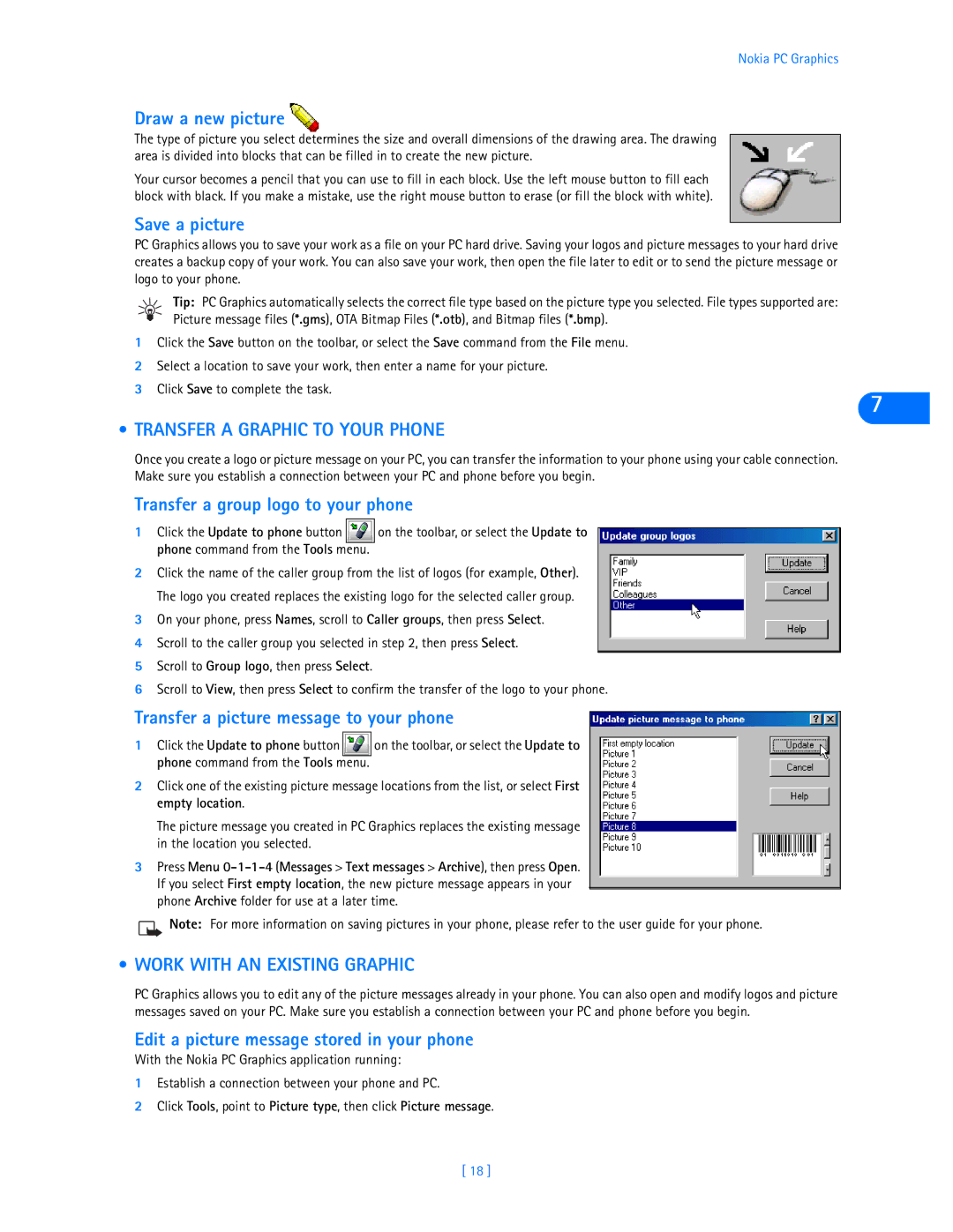 Nokia 3585i manual Transfer a Graphic to Your Phone, Work with AN Existing Graphic 