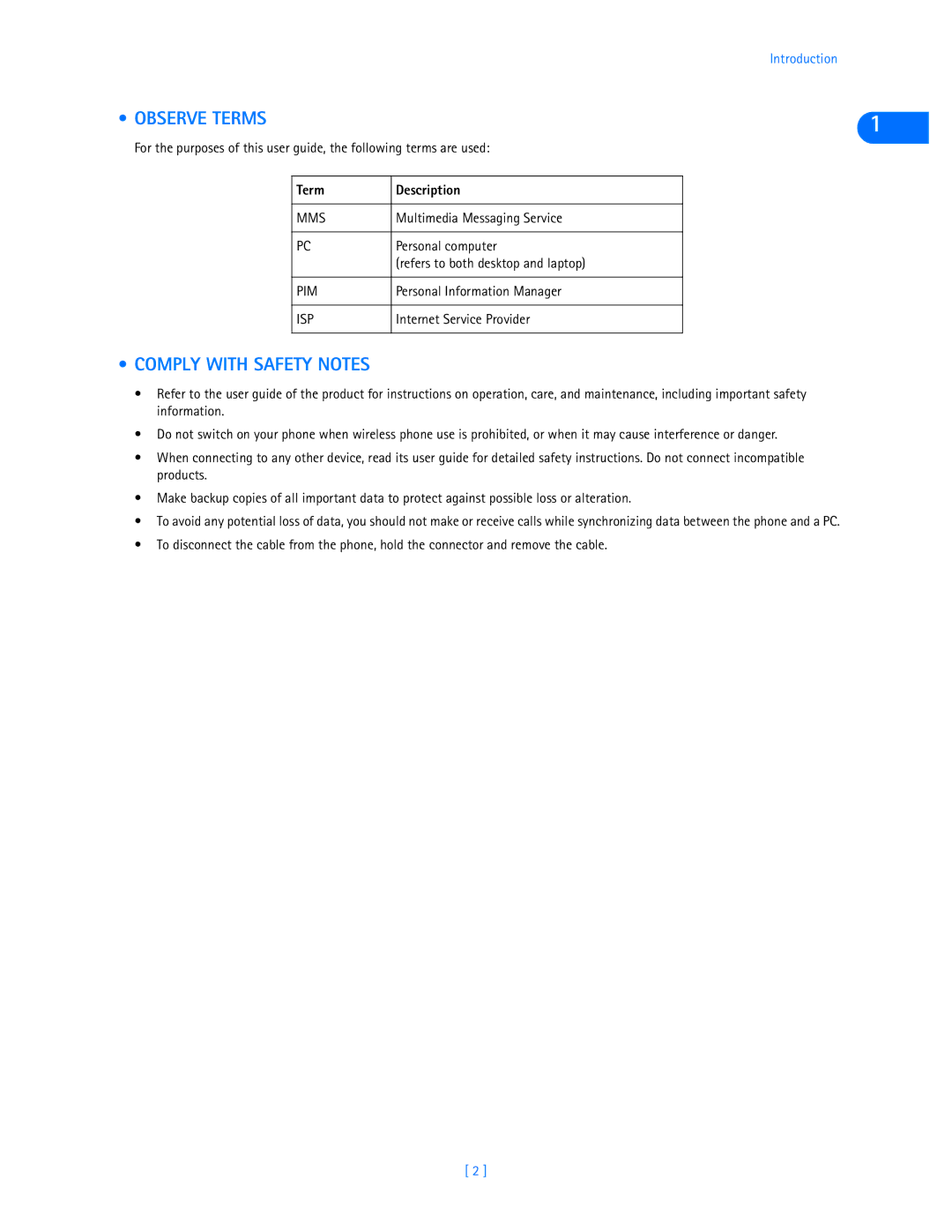 Nokia 3585i manual Observe Terms, Comply with Safety Notes, Term Description 