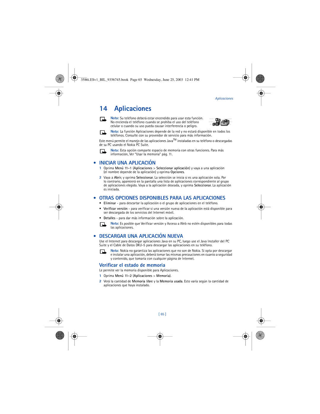 Nokia 3586I Iniciar UNA Aplicación, Otras Opciones Disponibles Para LAS Aplicaciones, Descargar UNA Aplicación Nueva 