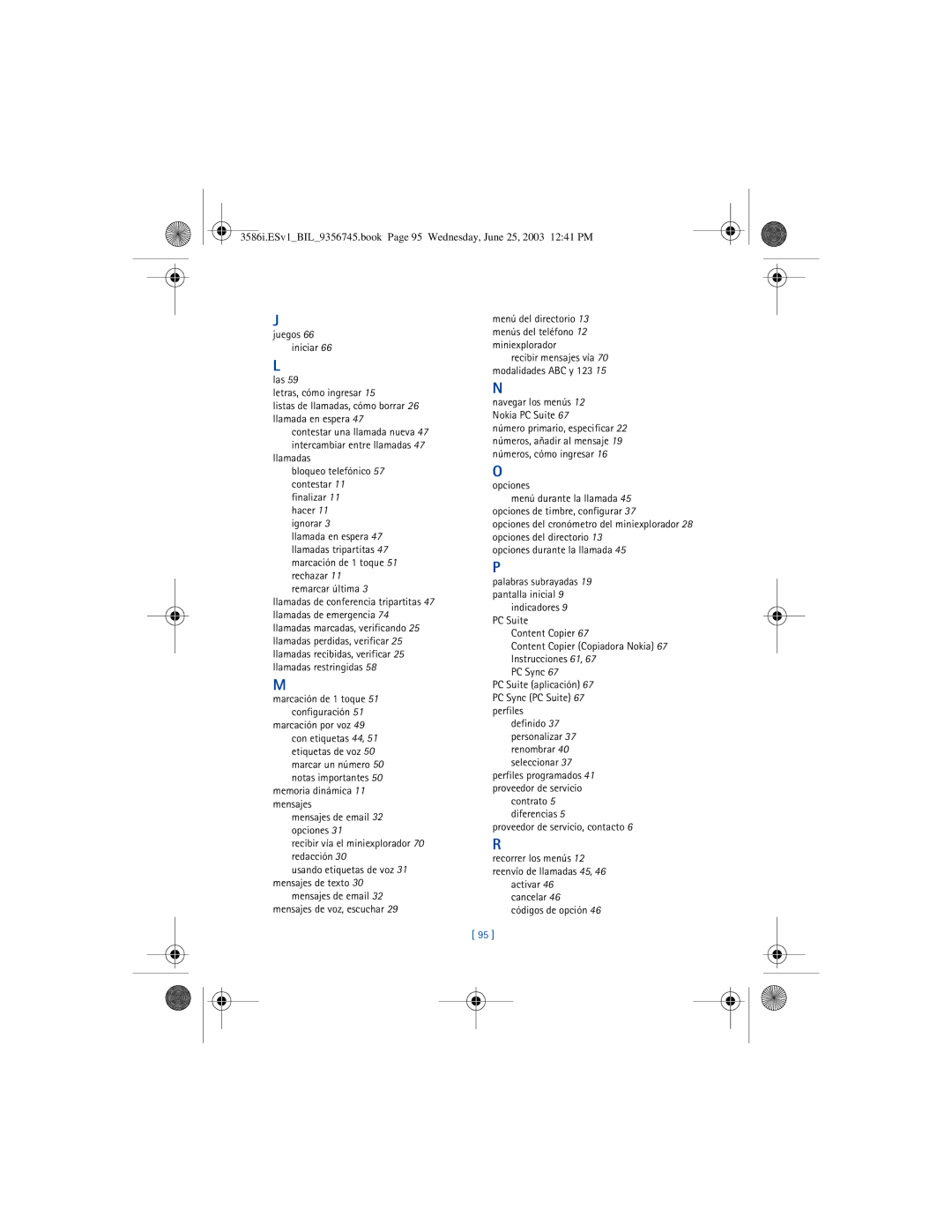 Nokia 3586I manual Juegos 66 iniciar Las Letras, cómo ingresar, Opciones, Proveedor de servicio, contacto 