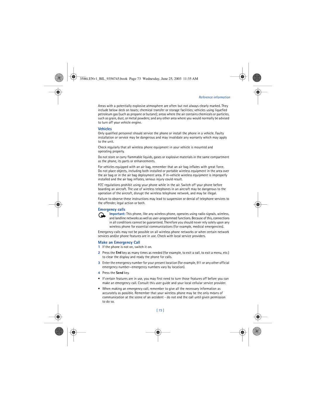 Nokia 3586I manual Emergency calls 