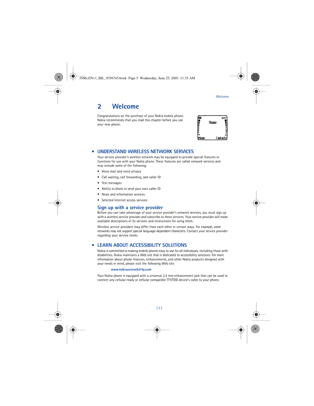 Nokia 3586I manual Welcome, Understand Wireless Network Services, Sign up with a service provider 