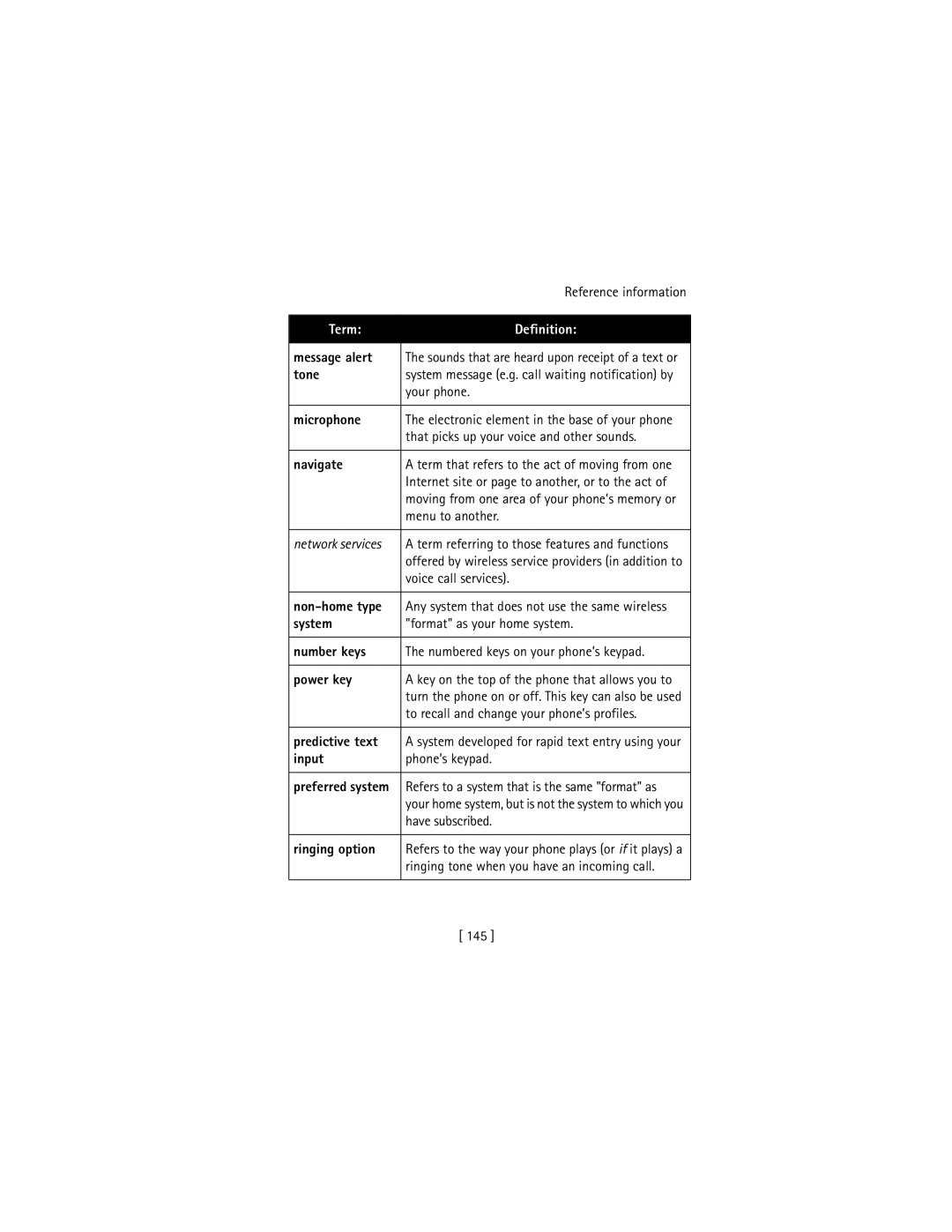 Nokia 3586I manual Message alert, Tone, Navigate, Non-home type, System, Predictive text, Input, Ringing option 