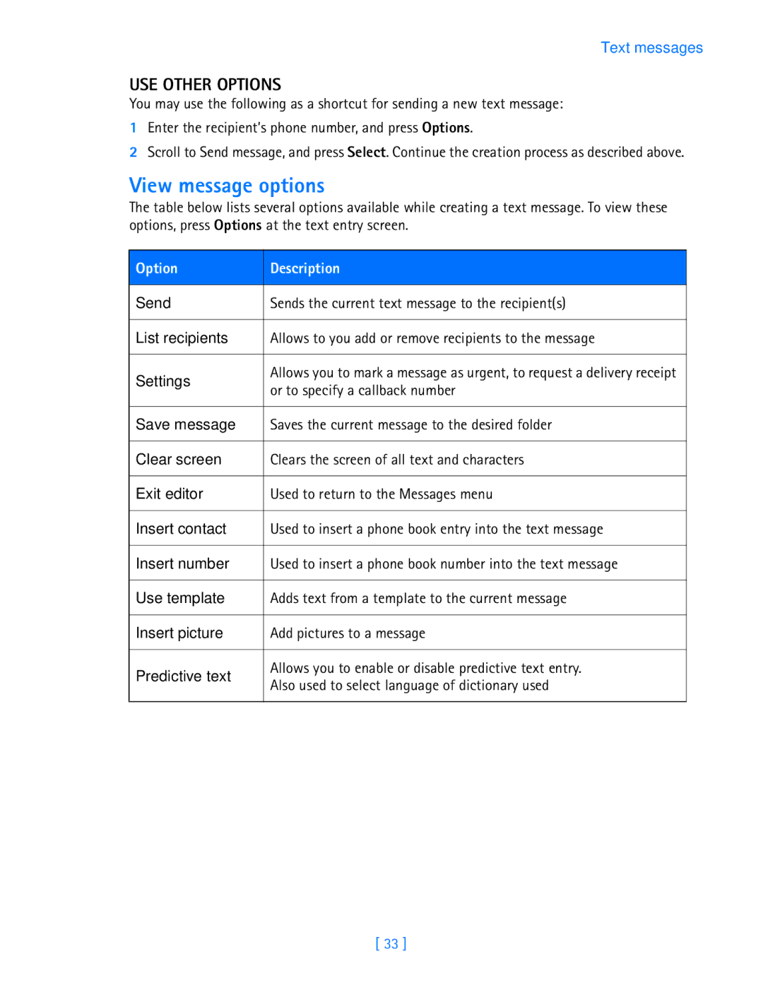 Nokia 3587i manual View message options, USE Other Options 