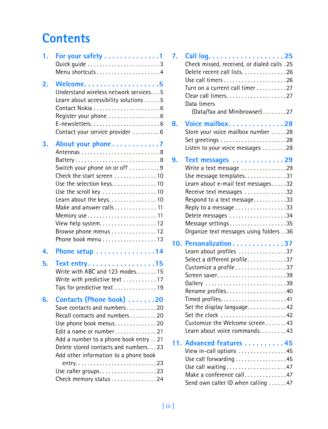 Nokia 3589i manual Contents 