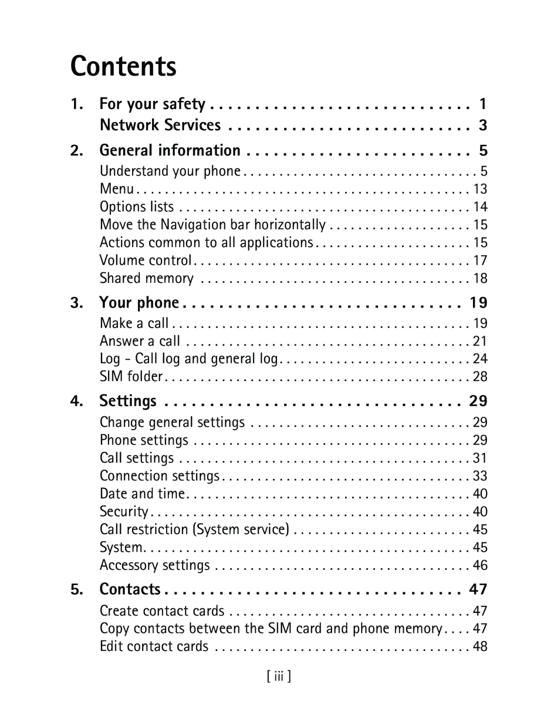 Nokia 3600 specifications Contents 