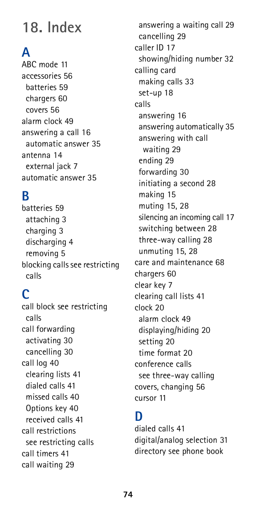 Nokia 5120i owner manual Index 