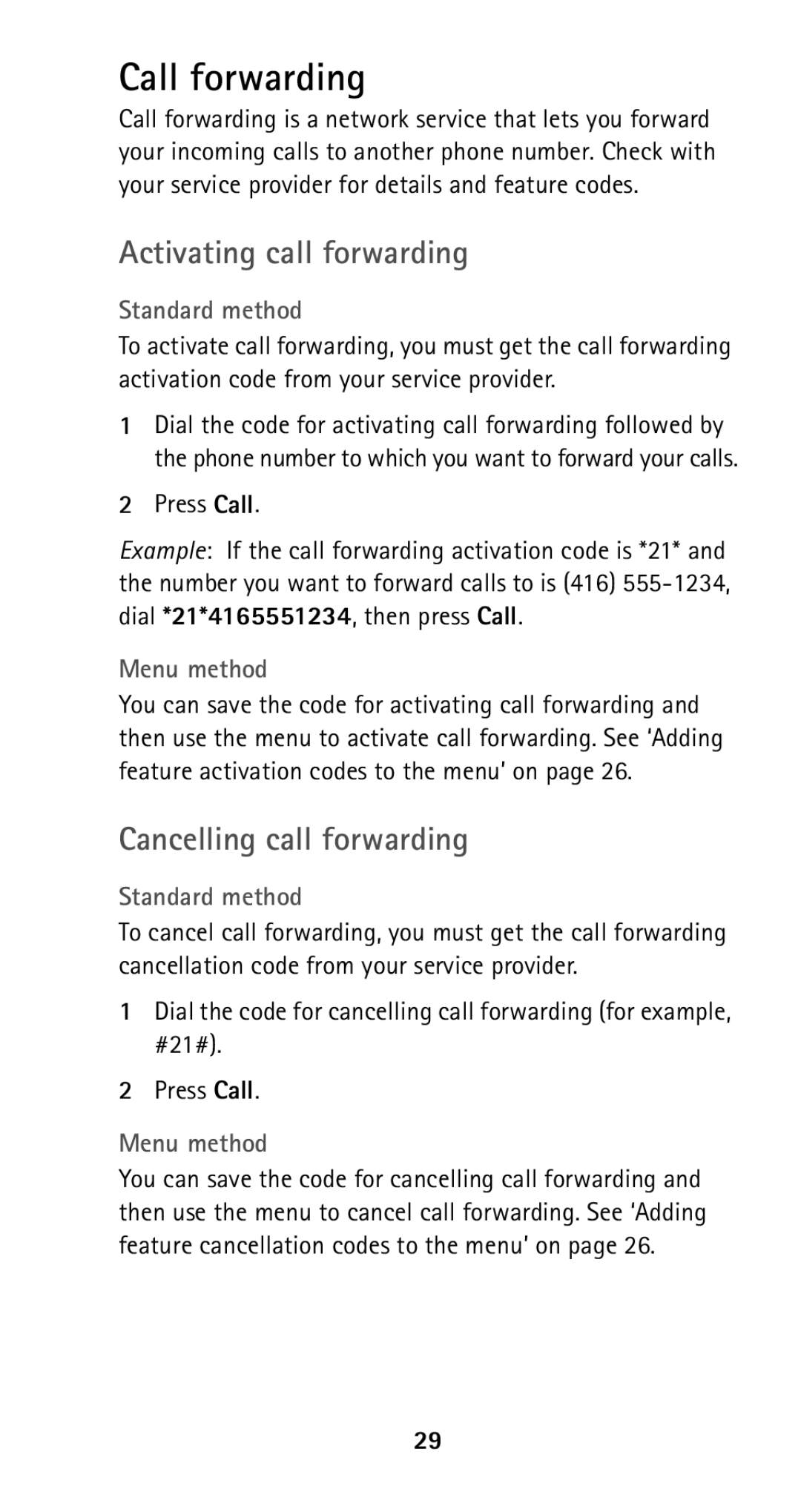 Nokia 5125 manual Call forwarding, Activating call forwarding, Cancelling call forwarding 