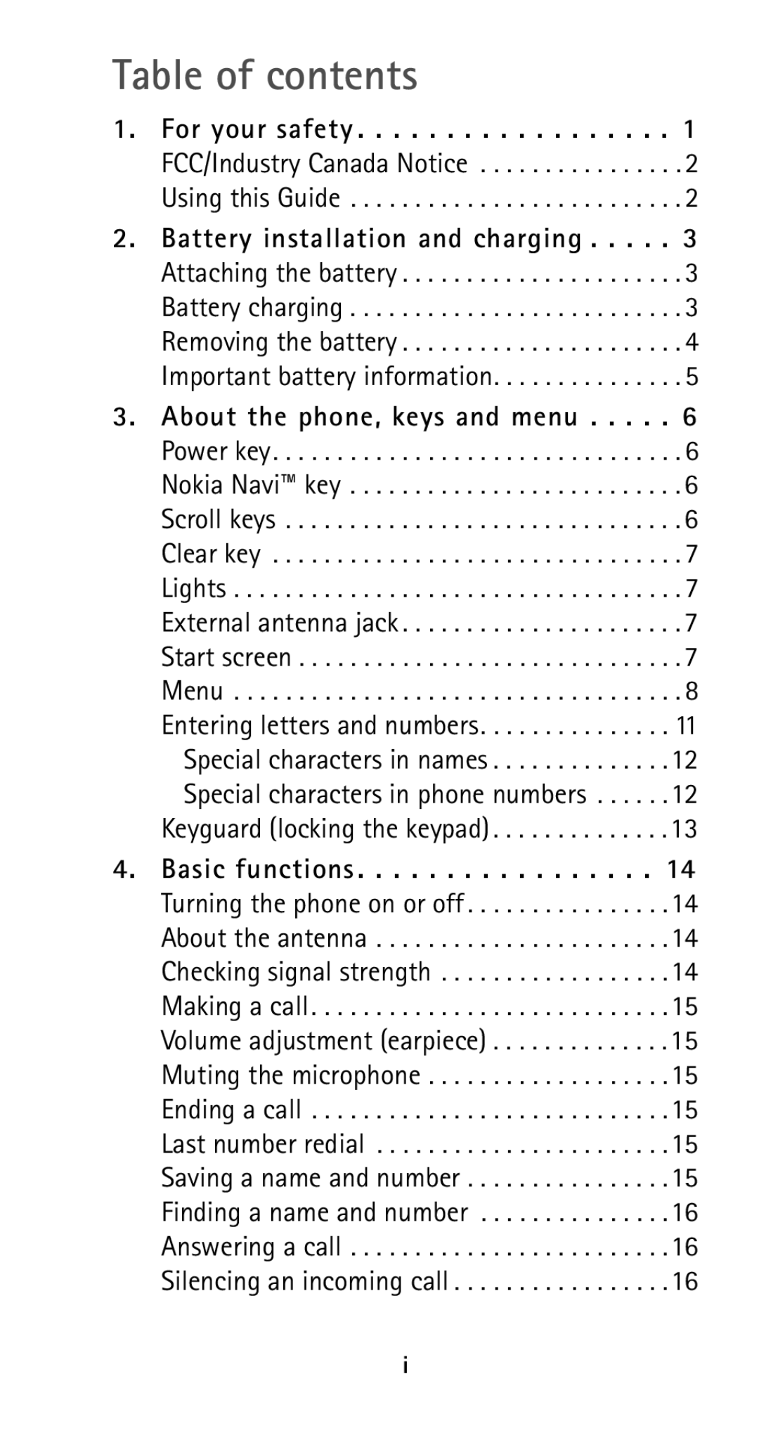 Nokia 5125 manual Table of contents 