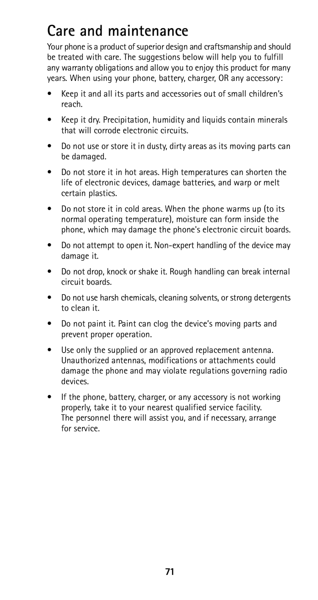 Nokia 5125 manual Care and maintenance 