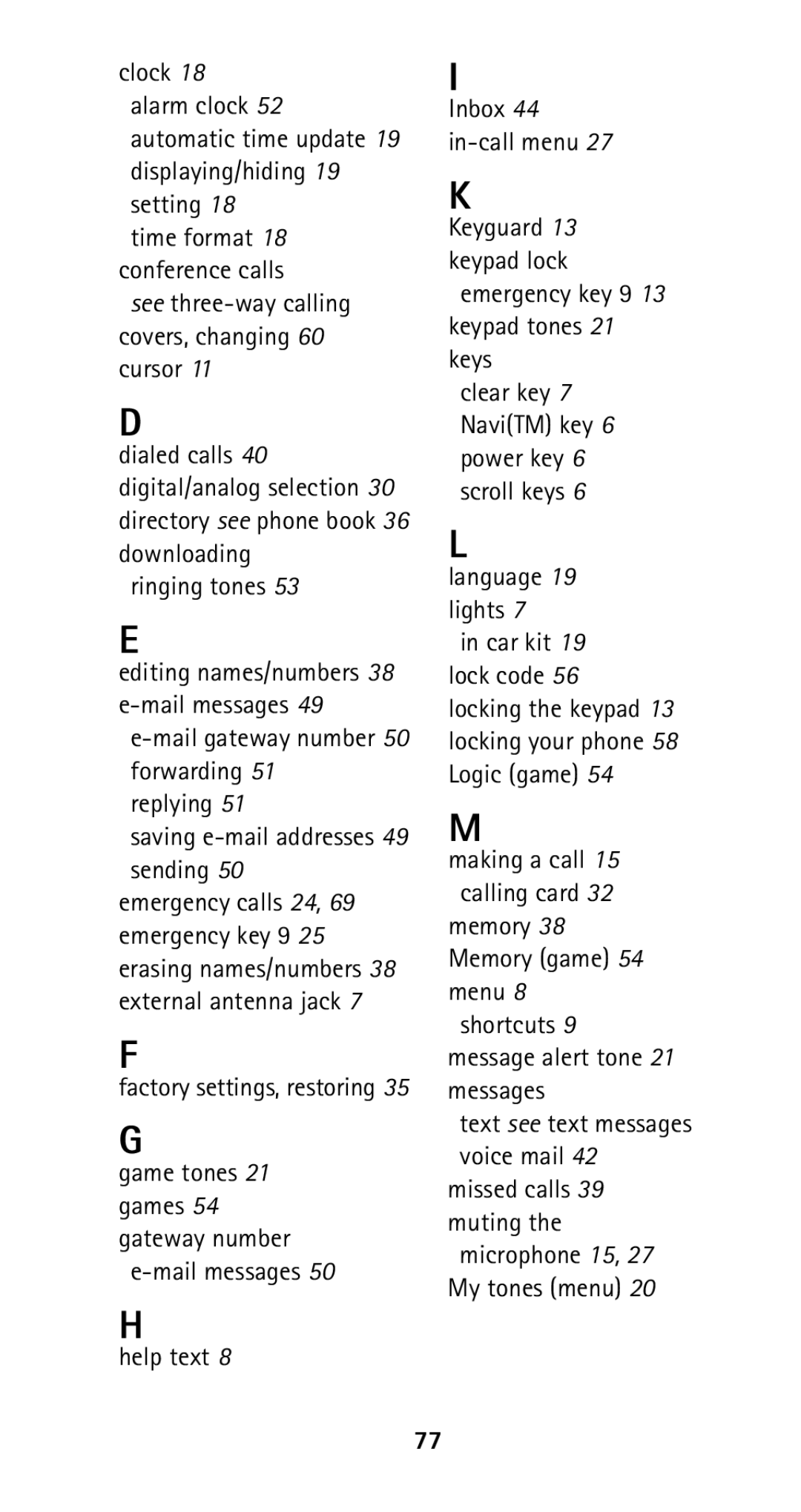 Nokia 5125 manual Saving e-mail addresses 49 sending 